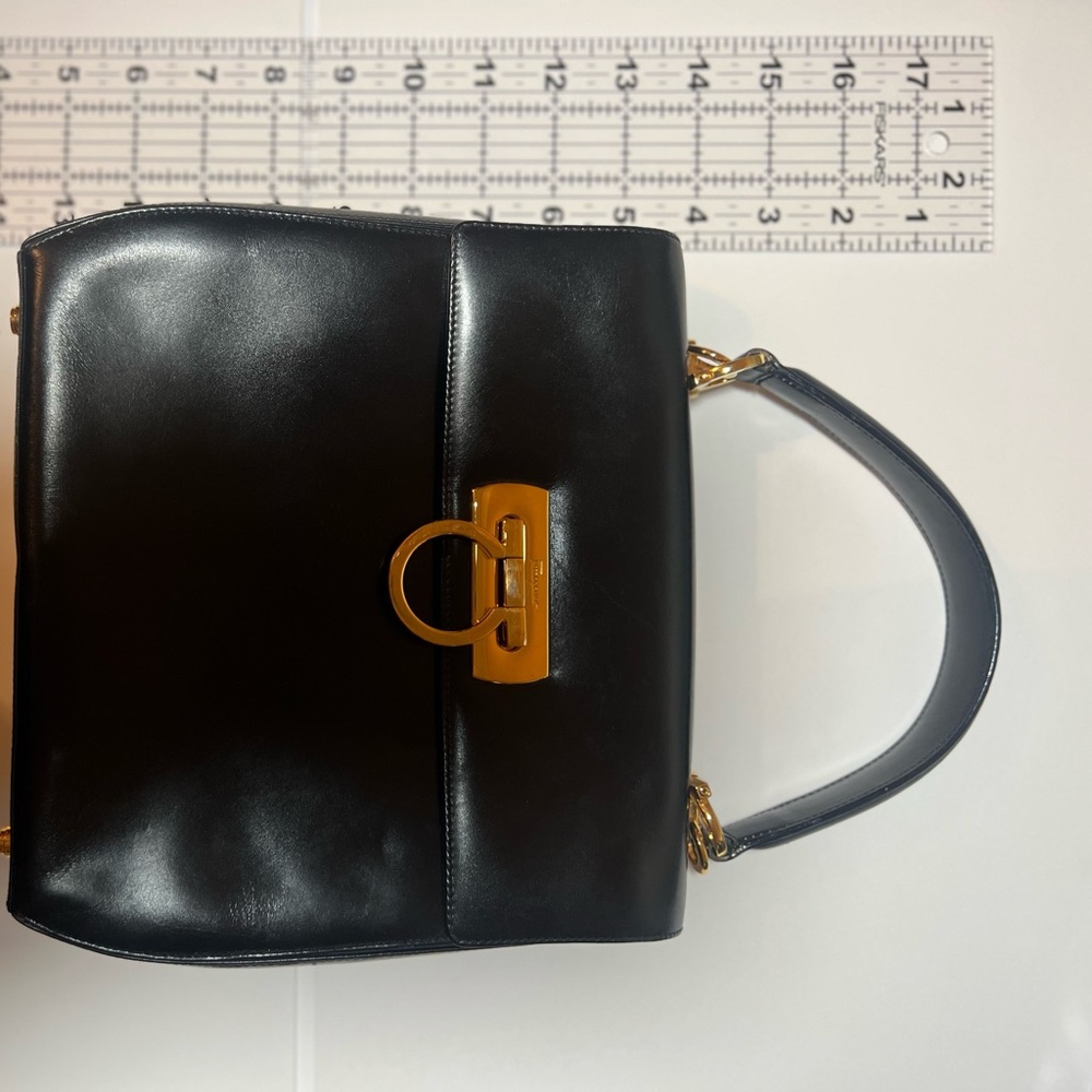 Salvatore Ferragamo Black and Gold Handbag - Picture 4 of 8